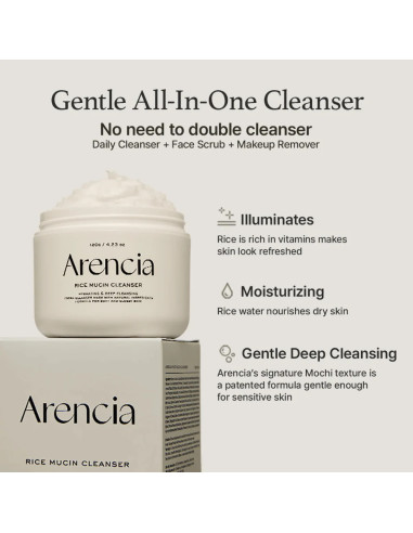 Arencia Rice Mucin Cleanser | Hidratación y Limpieza