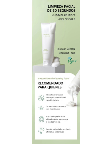 Mixsoon Centella Cleansing Foam | Limpiador calmante coreano