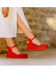 Esparto cuña alta en roja con cuña roja