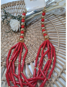 Collar bolas con color y dorado con adornos