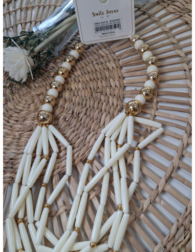Collar bolas con color y dorado con adornos