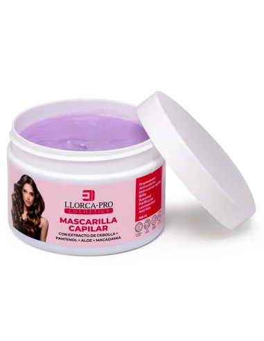 Mascarilla capilar LLORCA-PRO formulada con EXTRACTO DE CEBOLLA, ACEITE DE MACADAMIA y ALOE,