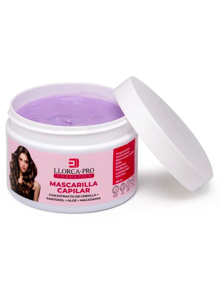 Mascarilla capilar LLORCA-PRO formulada con EXTRACTO DE CEBOLLA, ACEITE DE MACADAMIA y ALOE,