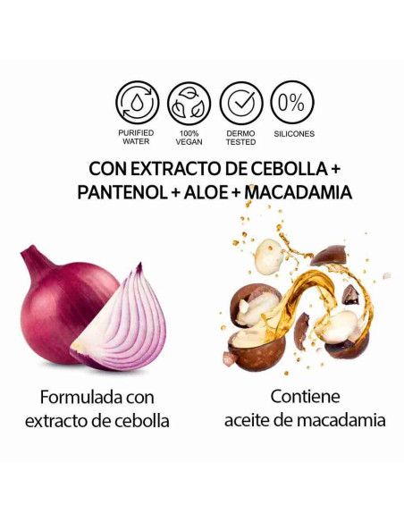 Mascarilla capilar LLORCA-PRO formulada con EXTRACTO DE CEBOLLA, ACEITE DE MACADAMIA y ALOE,